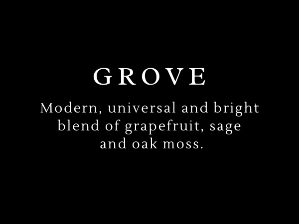 Text description of a fragrance blend on a black background